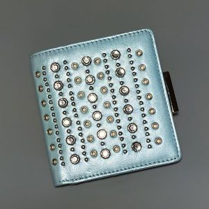 NWT Elliott Lucca Metallic Blue Studded Wallet